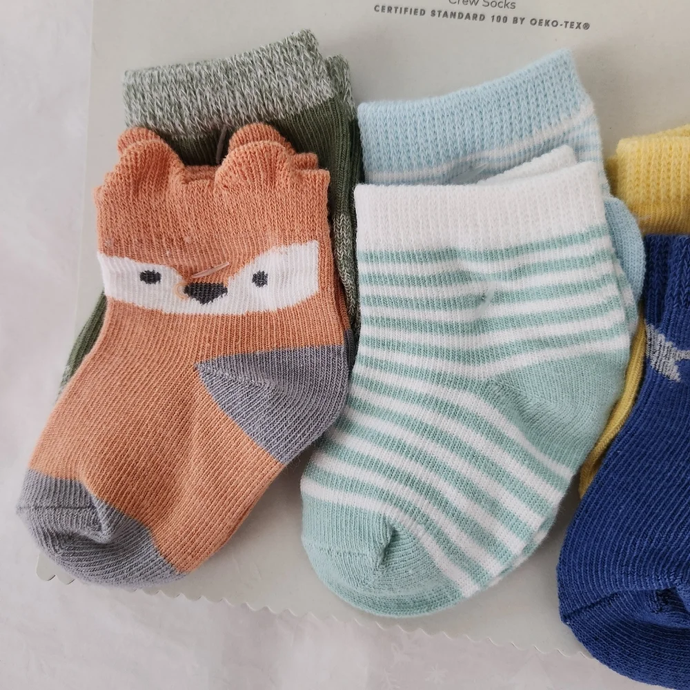 💕✨️NWT Cloud Island 6-pack baby socks 0-6 months blue stars animal print
